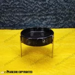 شکلات خوری بزرگ سنگی پایه میخی نقره‌ای سنگ مشکی خط سفید