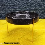 میوه خوری سنگی پایه میخی طلایی سنگ مشکی خط سفید