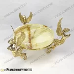 میوه خوری سنگ مرمر نباتی قهوه‌ای با پایه برنجی طرح آنجل