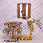 کلمن بار 6 نفره شامپاینی طرح گوزن ایستاده شوکا سیلور نقره ای با گیلاس جام و شات پیک