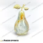 گلابی سنگی دکوری با برگ فلزی طلایی سنگ مرمر نباتی