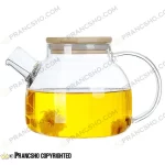 قوری پیرکس شعله مستقیم با در چوبی بامبو حجم 1100