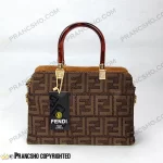 کیف زنانه بزرگ دسته شیشه ای طرح فندی FENDI قهوه‌ای بزرگ های‌کپی (High Copy)