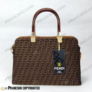 کیف زنانه بزرگ دسته شیشه ای طرح فندی FENDI قهوه‌ای ریز های‌کپی (High Copy)