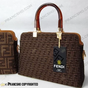 کیف زنانه بزرگ دسته شیشه ای طرح فندی FENDI قهوه‌ای های‌کپی (High Copy)