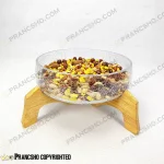 آجیل خوری شیشه ای شانا شیشه الماسی (ترک دار)با پایه چوبی