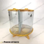 استند جا حبوباتی چهار قلو دایره‌ای شیشه‌ای با در و پایه چوبی چرخشی طرح لیما