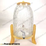 کلمن شیشه ای پایه چوبی طرح دلین بزرگ شیشه ساده