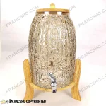 کلمن شیشه ای پایه چوبی طرح دلین بزرگ شیشه شامپاینی