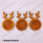 زیر‌لیوانی چوبی گرد مدل گوزن مجموعه سه عددی