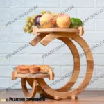 استند شیرینی خوری چوبی دو طبقه راسا شیشه ساده