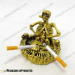 زیرسیگاری دایره‌ای پلی استری طلایی طرح اسکلت