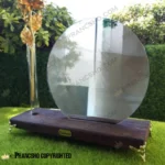 آینه و گلدان تنگی شیشه ای با استند چوبی