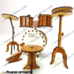 دکوری ساز درام (درامز) چوبی کوچک به همراه نیمکت