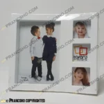 قاب عکس فانتزی طرح خانواده رنگ سفید سه خانه