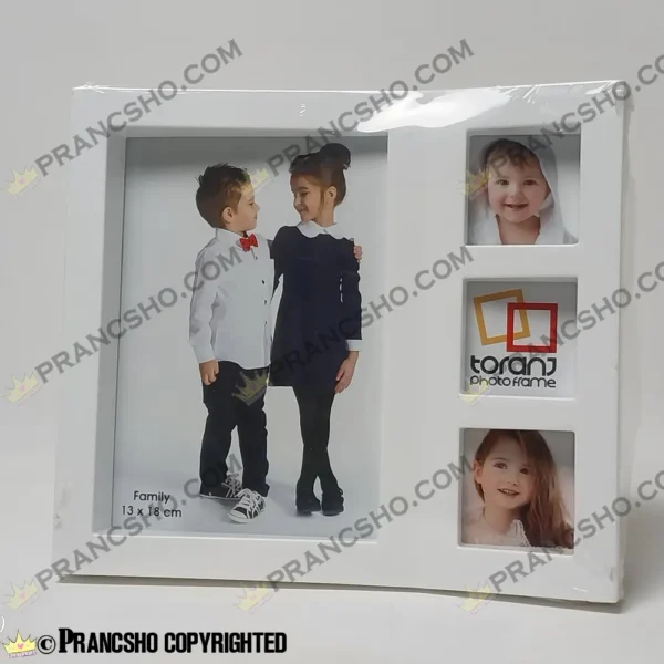 قاب عکس فانتزی طرح خانواده رنگ سفید سه خانه