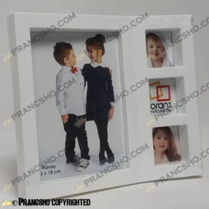 قاب عکس فانتزی طرح خانواده رنگ سفید سه خانه