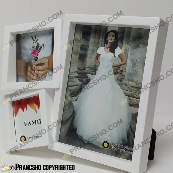 قاب عکس فانتزی طرح خانواده موب رنگ سفید سه‌خانه