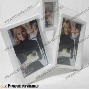 قاب عکس فانتزی طرح خانواده هفتی رنگ سفید سه خانه