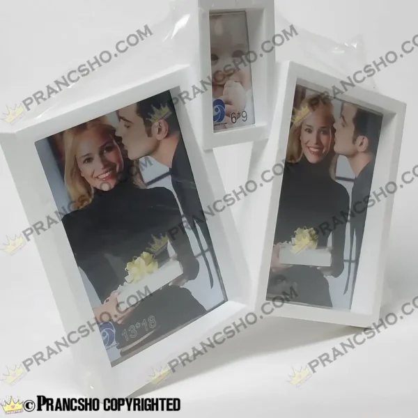 قاب عکس فانتزی طرح خانواده هفتی رنگ سفید سه خانه