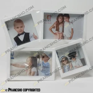 قاب عکس فانتزی طرح خانواده لوزی رنگ سفید چهار‌خانه