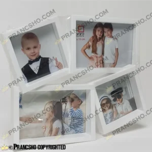 قاب عکس فانتزی طرح خانواده لوزی رنگ سفید چهار‌خانه