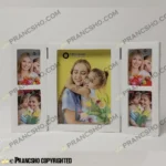 قاب عکس فانتزی طرح خانواده لولادار رنگ سفید پنج خانه