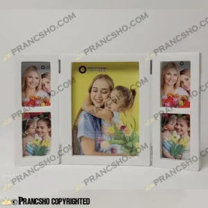 قاب عکس فانتزی طرح خانواده لولادار رنگ سفید پنج خانه