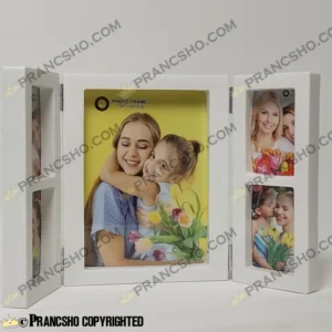 قاب عکس فانتزی طرح خانواده لولادار رنگ سفید پنج خانه