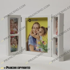 قاب عکس فانتزی طرح خانواده لولادار رنگ سفید پنج خانه