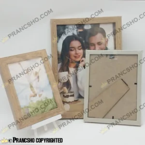 قاب عکس فانتزی با فریم رنگ چوب سایز متوسط