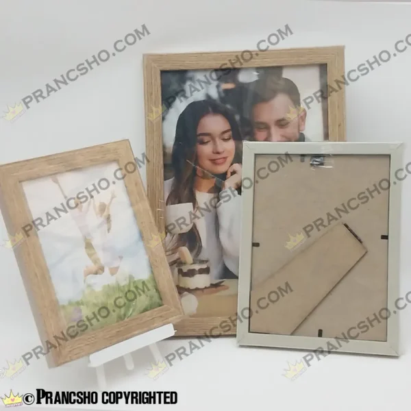 قاب عکس فانتزی با فریم رنگ چوب سایز متوسط