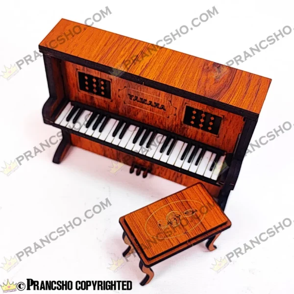 دکوری ساز پیانو چوبی کوچک به همراه نیمکت طرح هخامنش