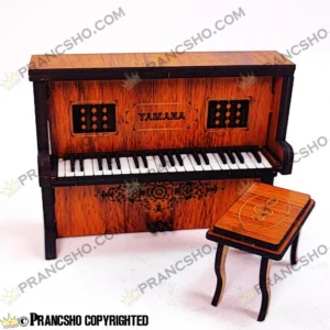 دکوری ساز پیانو چوبی کوچک به همراه نیمکت طرح هخامنش